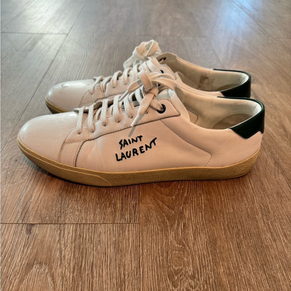 Saint Laurent White and Green Court Classic SL/06 low top Sneakers